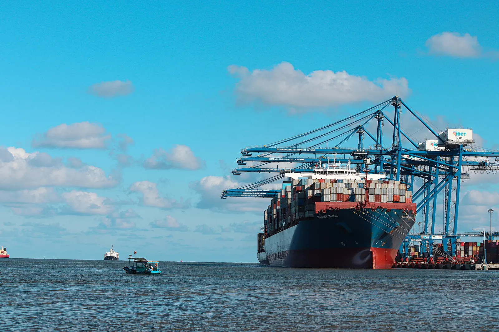 Container ship at the Hai Phong International Container Terminal, Vietnam